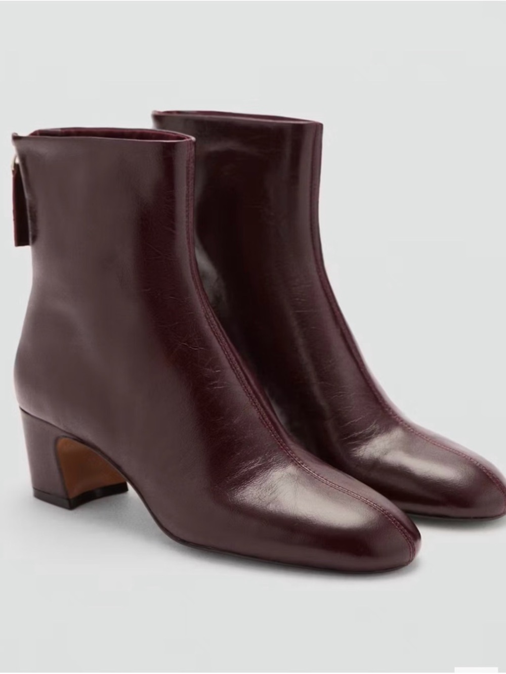 Women’s Burgundy Leather Ankle Boots